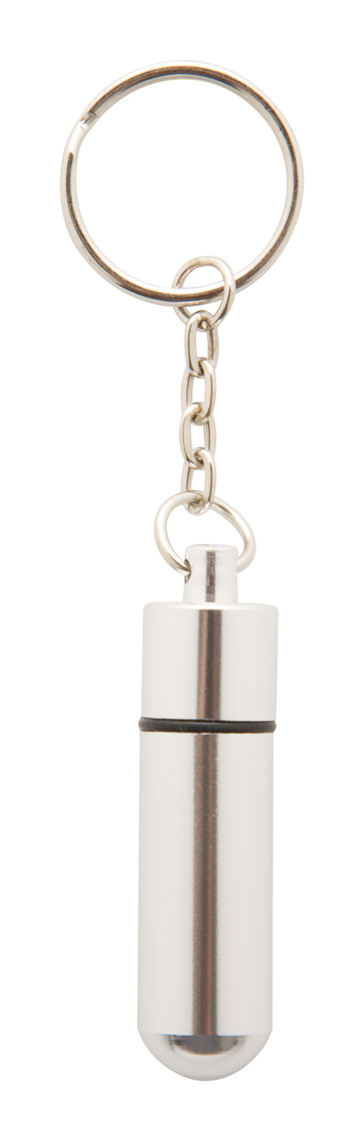 Kovové pouzdro na pilulky ALUMPILL s kroužkem na klíče - stříbrná