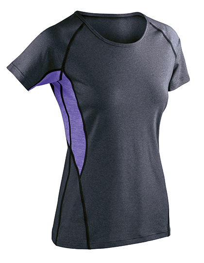 Dámské tričko s krátkým rukávem SPIRO Women´s Fitness Tech Panel Marl T-Shirt Phantom Grey, Lavender XXS