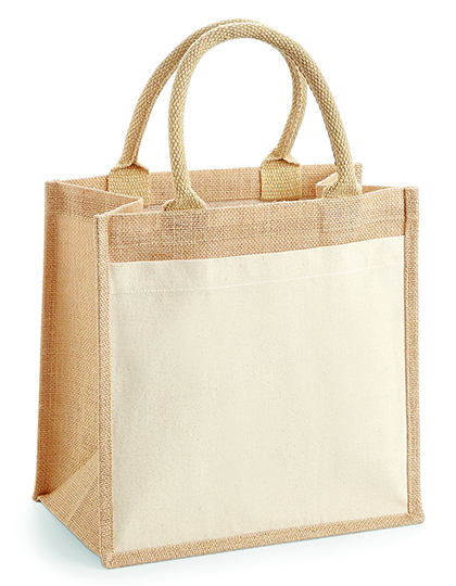 Bag Westford Mill Cotton Pocket Jute Midi Bag Natural 30 x 30 x 19 cm