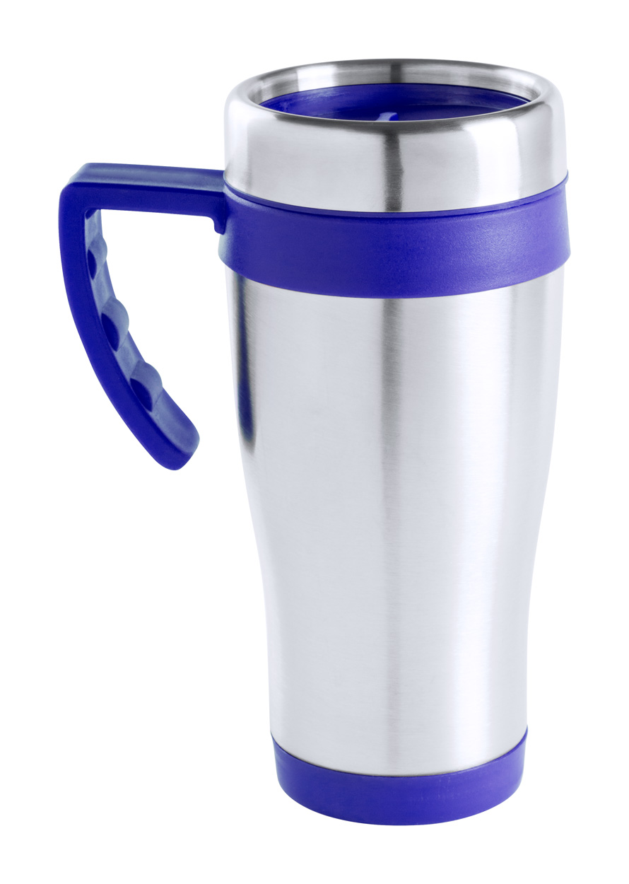Metal thermo mug CARSON with coloured handle, 450 ml