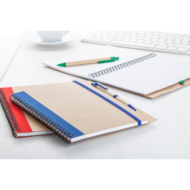 Blok A5 s perem - Platanus - Modrá, Přírodní Blok A5 s perem - Platanus - Modrá, Přírodní