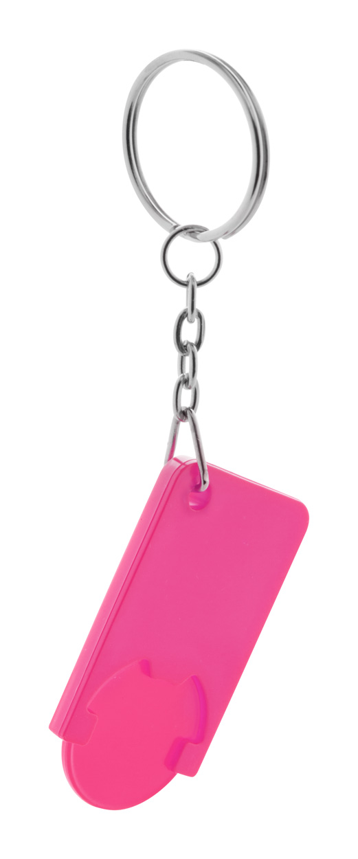 Plastový přívěsek na klíče BEKA s žetonem do vozíků - růžová