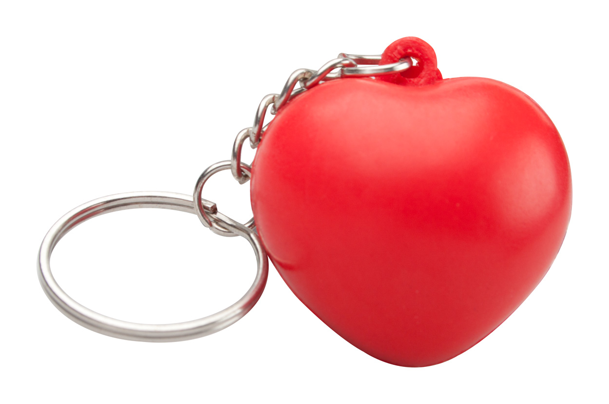 Anti-stress heart SILENE with keyring - red