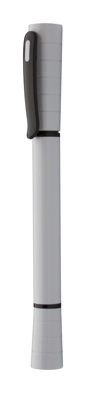 Plastic ballpoint pen for doctor WHITER with LED flashlight - white