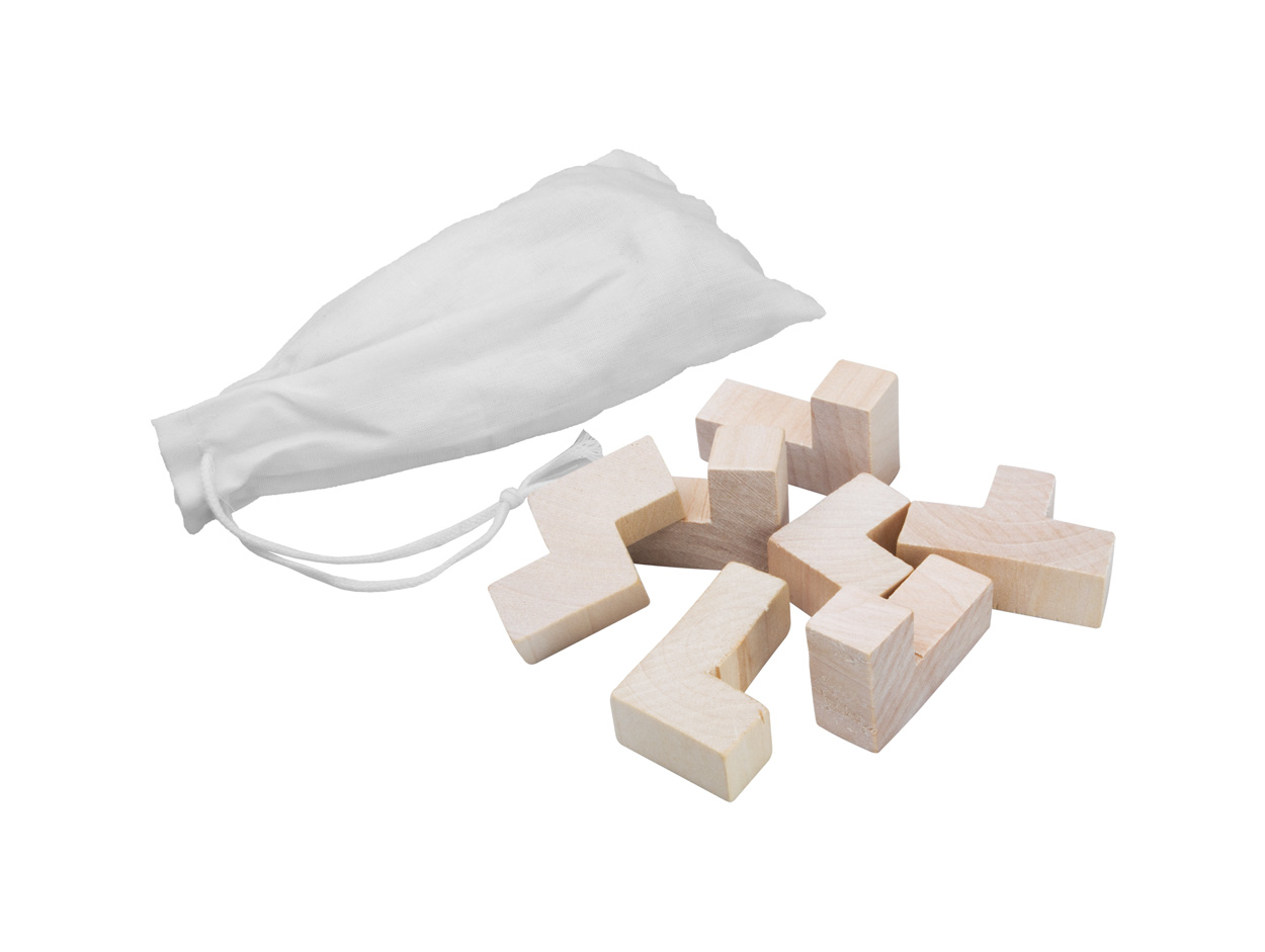 Wooden puzzle LEON in cotton bag - natural