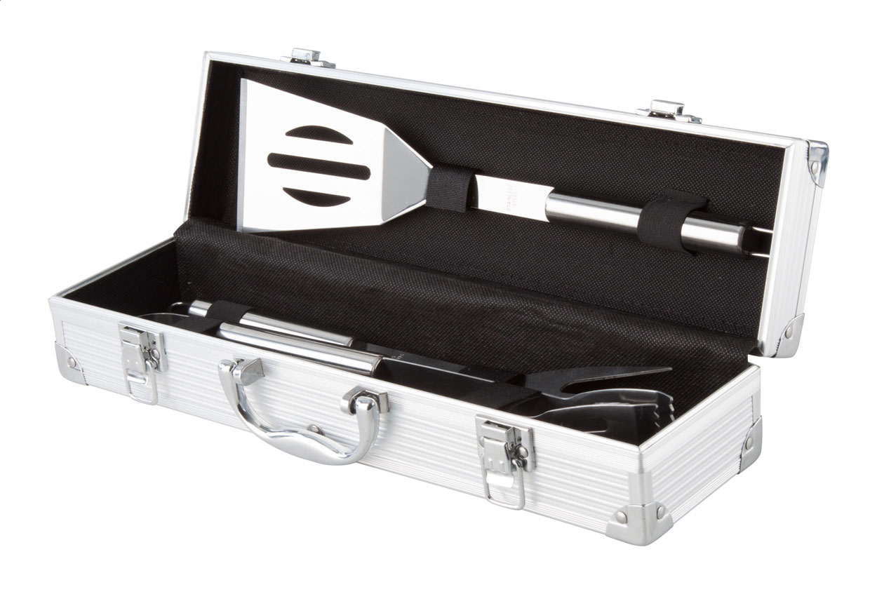 Sada na grilování CAROLINA v hliníkovém kufříku - stříbrná