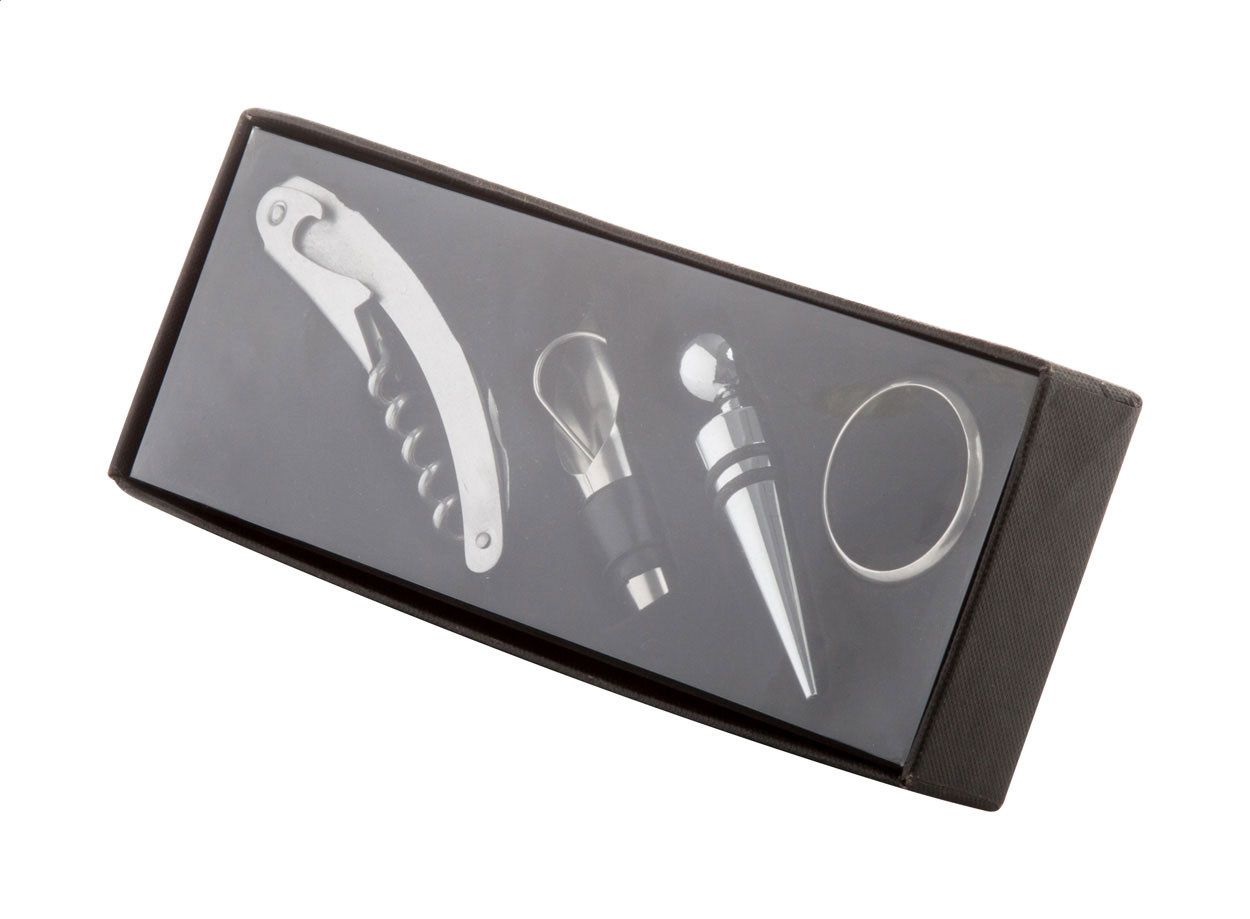 Sada příslušenství k vínu MORISTEL v dárkové kazetě - stříbrná