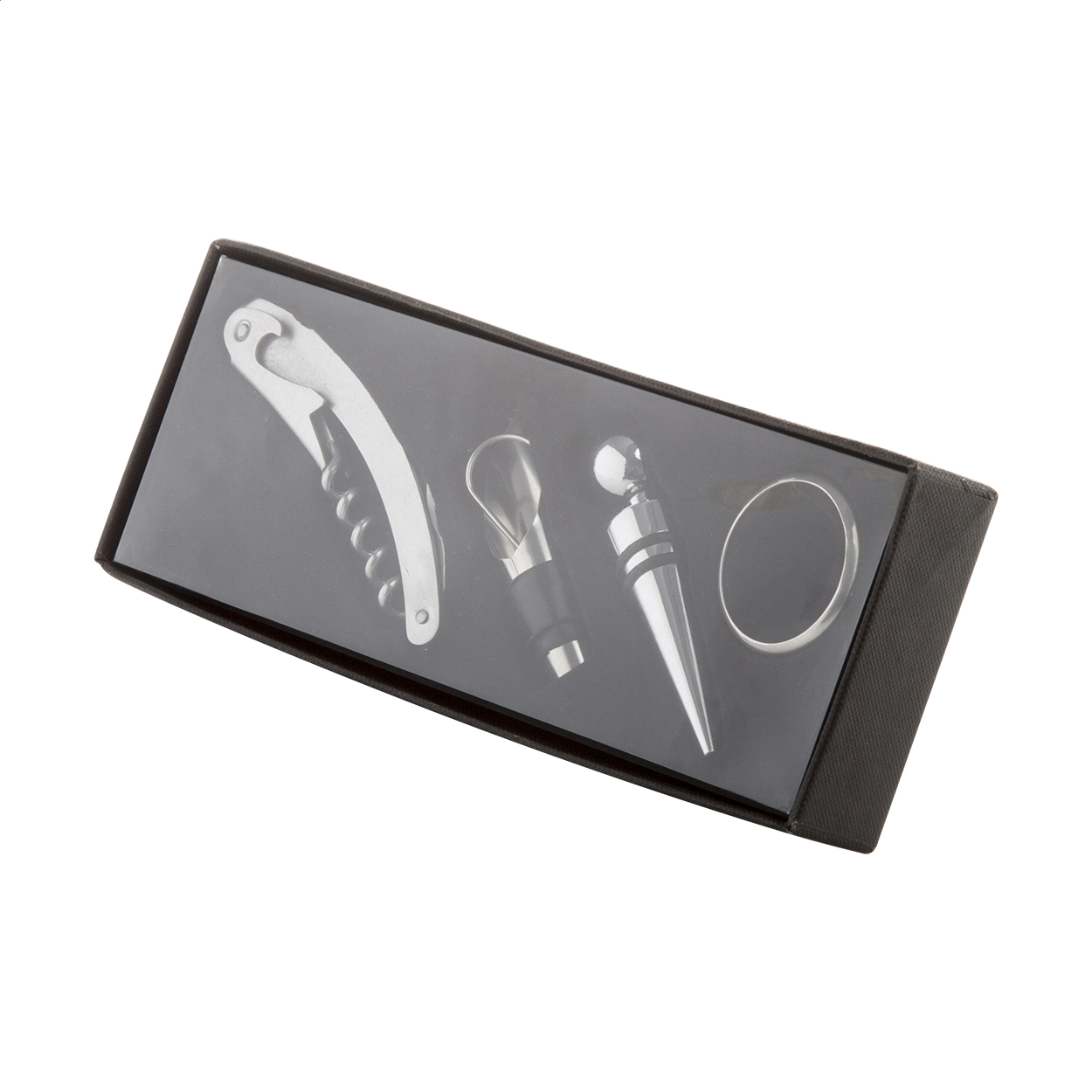 Sada příslušenství k vínu MORISTEL v dárkové kazetě - stříbrná