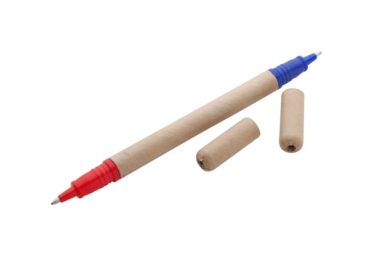 Dvoubarevné kuličkové pero LIPPO z recyklovaného papíru - přírodní