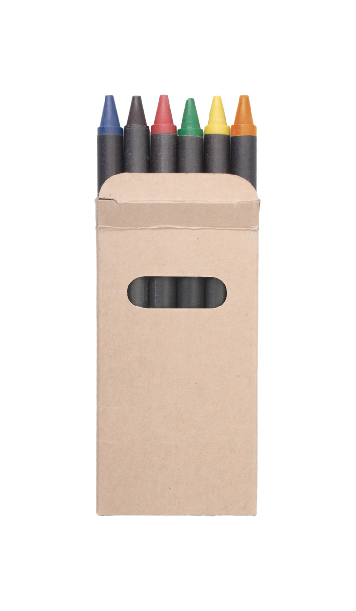 Set of wax crayons LIDDY in paper cover, 6 pcs - black / beige