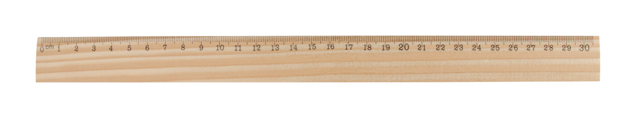 Dřevěné pravítko THREEO z borového dřeva, 30 cm - přírodní