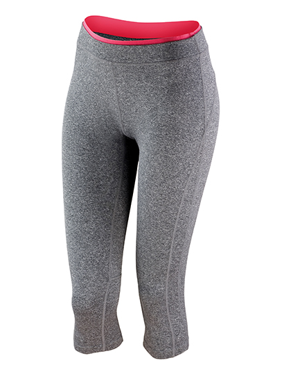 Women's Pants SPIRO Women´s Fitness Capri Pant Sport Grey Marl, Hot Coral
