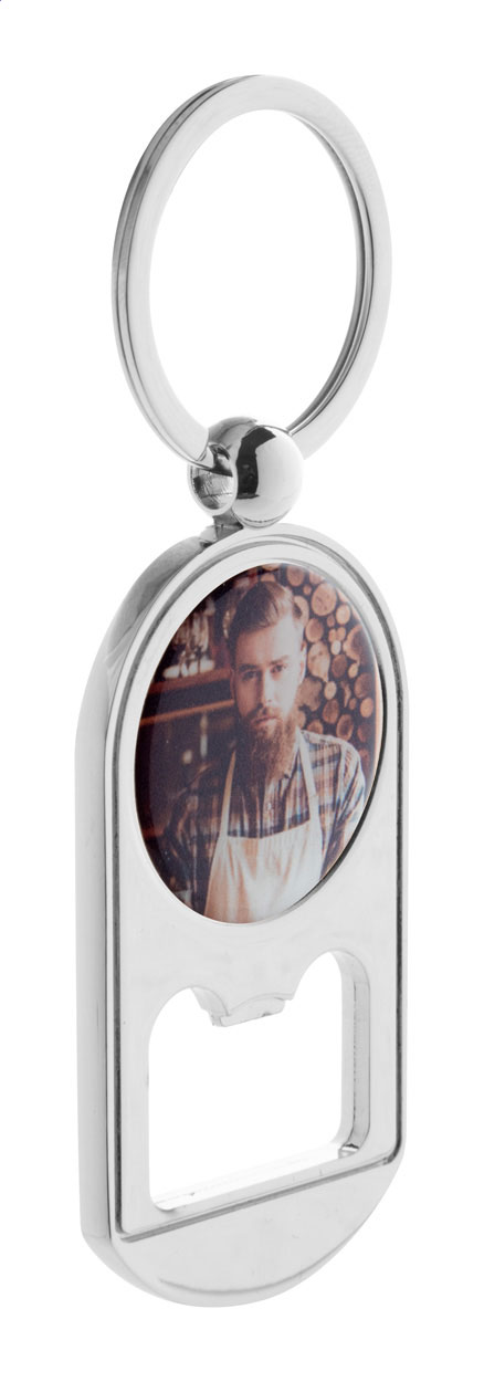 Kovový přívěsek na klíče BUBBLES s otvírákem lahví - stříbrná