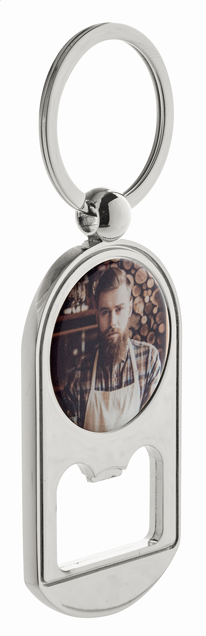 Kovový přívěsek na klíče BUBBLES s otvírákem lahví - stříbrná