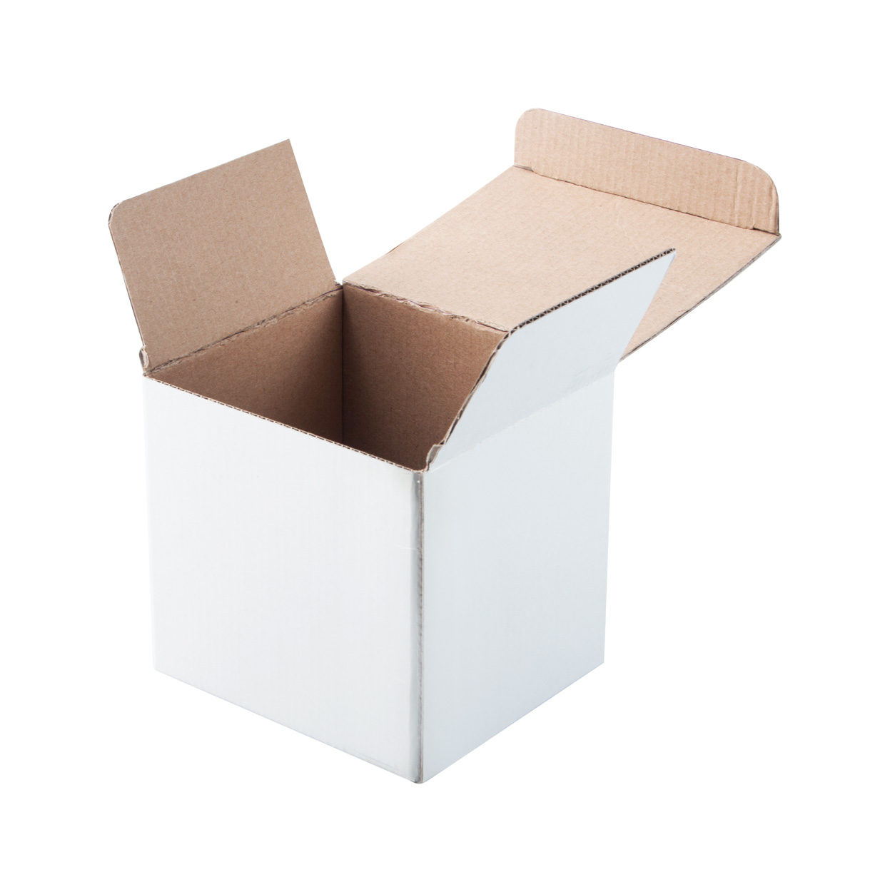 Papírová krabička na hrnky THREE - bílá / přírodní
