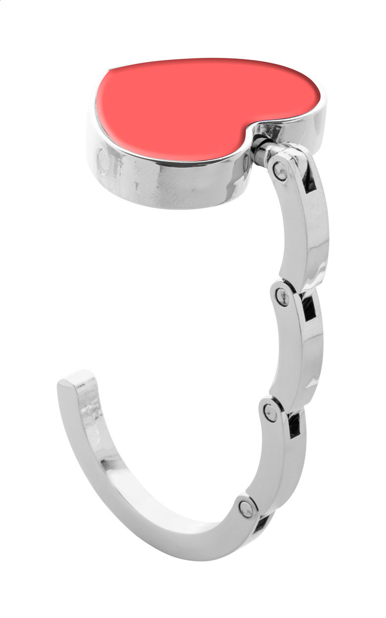 Kovový věšák na tašku AMOR - stříbrná / červená