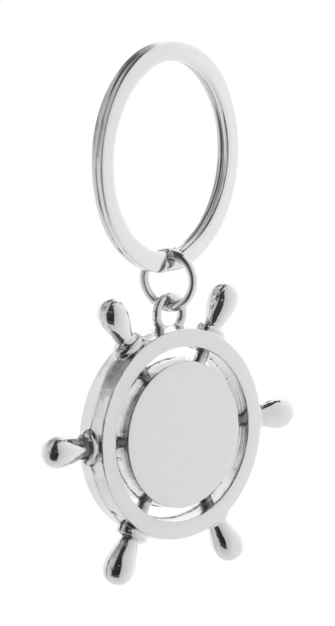 Kovový přívěsek na klíče VERTIGO ve tvaru lodního kormidla - stříbrná
