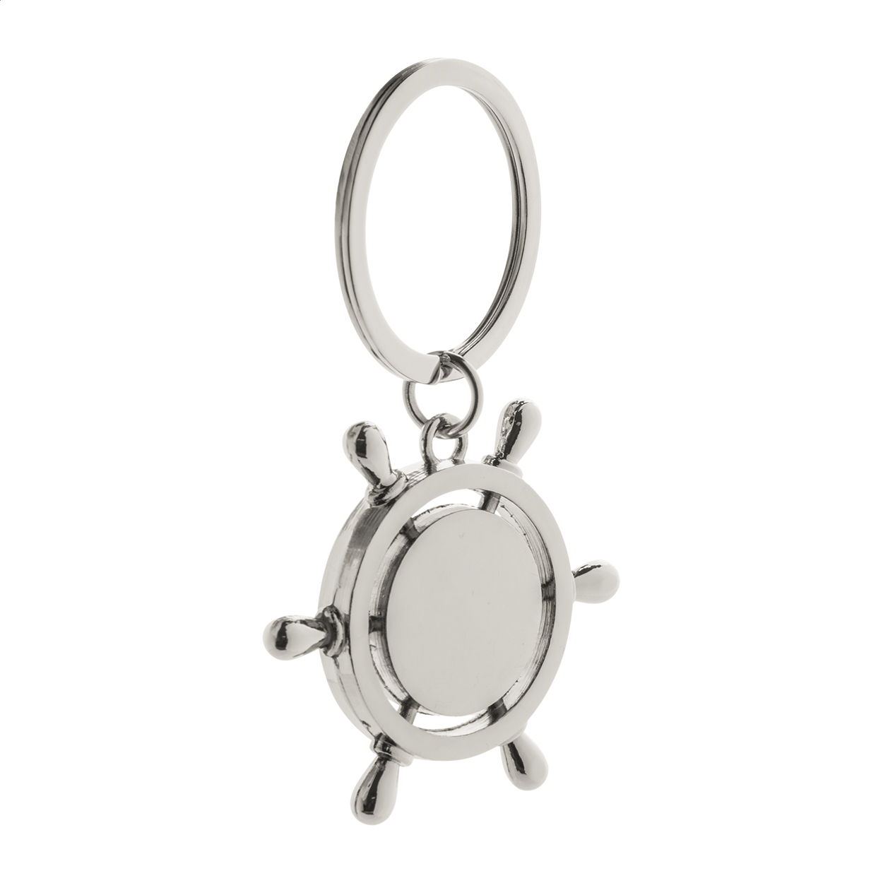 Kovový přívěsek na klíče VERTIGO ve tvaru lodního kormidla - stříbrná