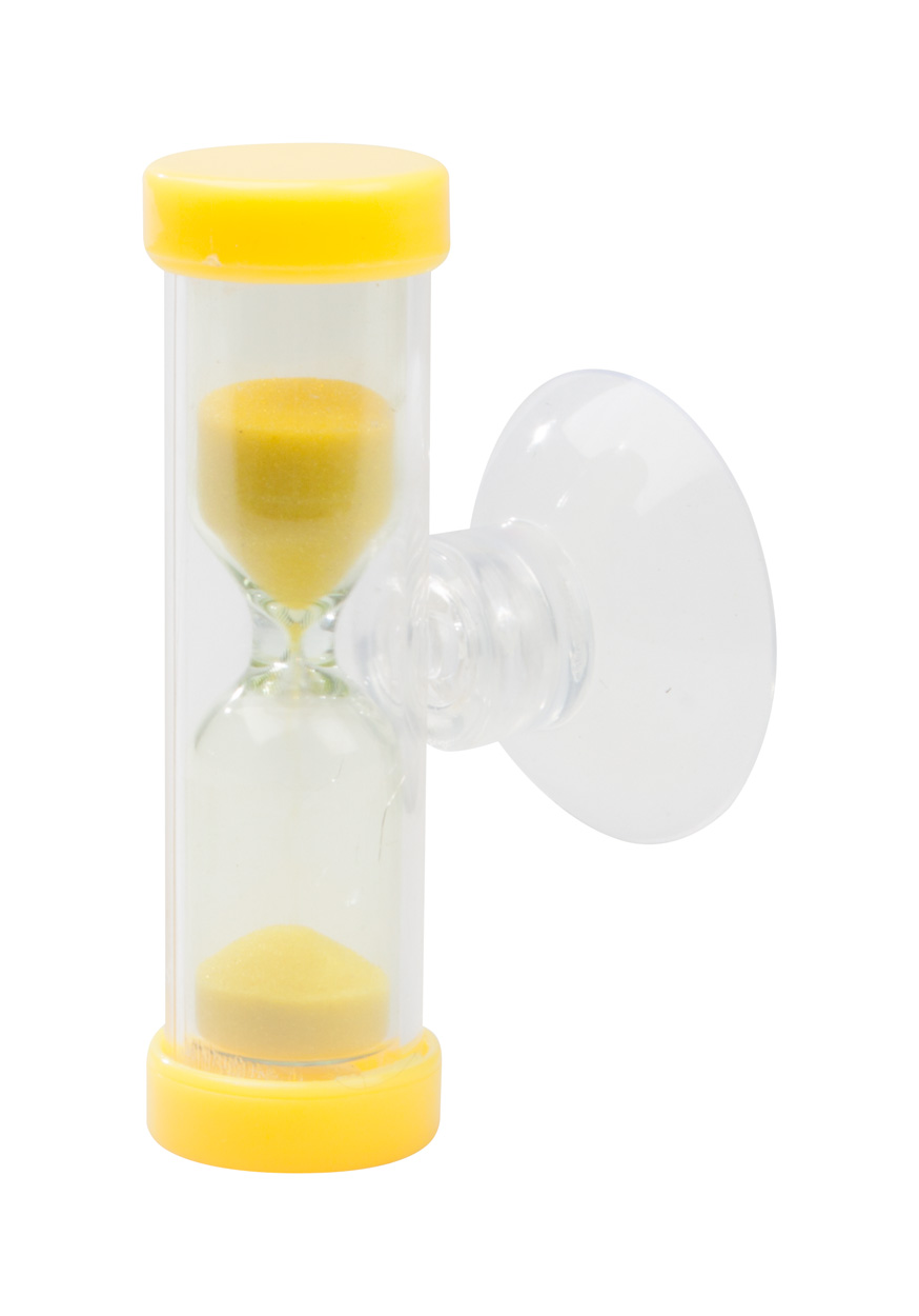 Plastic hourglass SANDY with suction cup, 3 minutes
