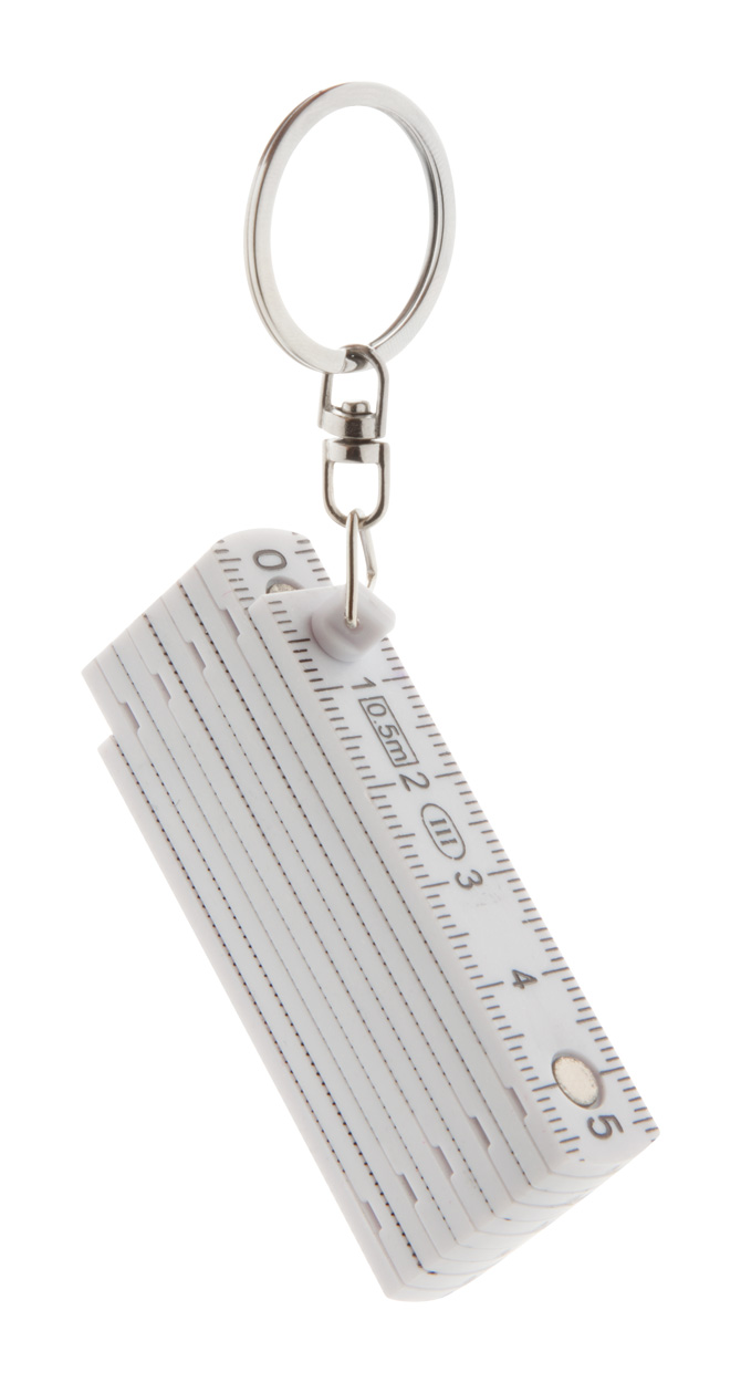 Folding mini tape measure CABINET with key ring - white