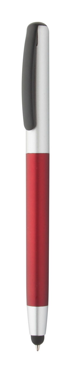 Plastové kuličkové pero FRESNO se stylusem - červená / stříbrná