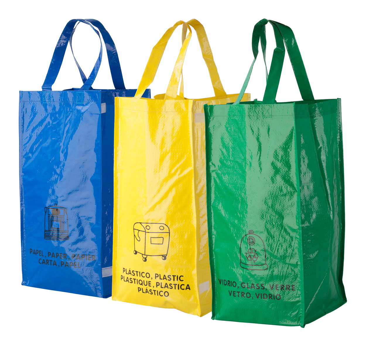 Set tašek na tříděný odpad LOPACK z netkané textilie, 3 ks - vícebarevná