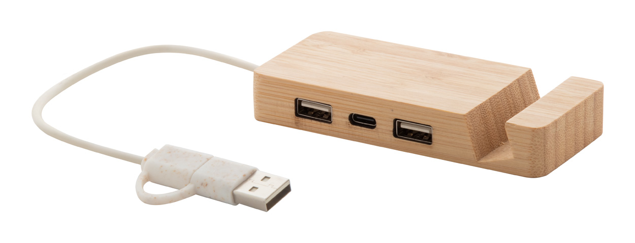 Bambusový USB rozbočovač MOBARU - přírodní
