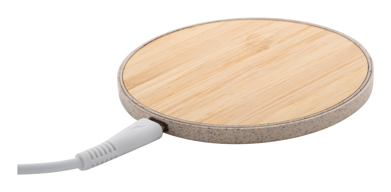Wireless charger WHEACHARGE with bamboo surface - natural