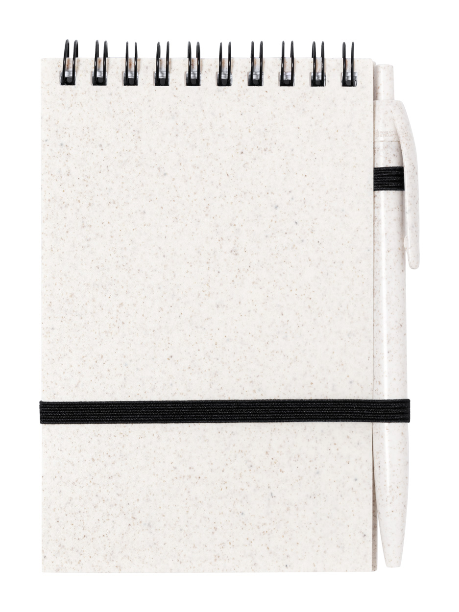 Linkovaný zápisník s kuličkovým perem FANNY z pšeničné slámy - přírodní