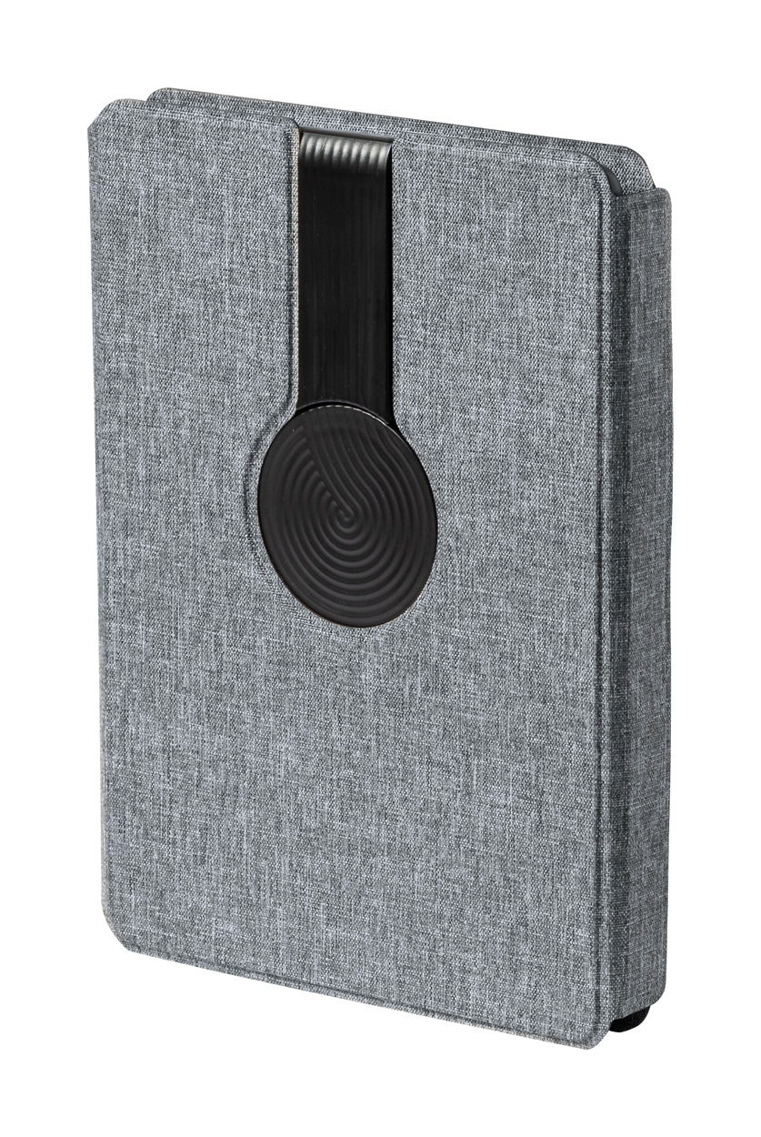 Lined notebook MORRISON with wireless charger in folders - dark grey