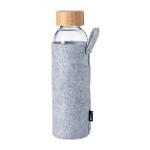 Skleněná sportovní lahev BLOREK s bambusovým víčkem, 500 ml - tmavě šedá