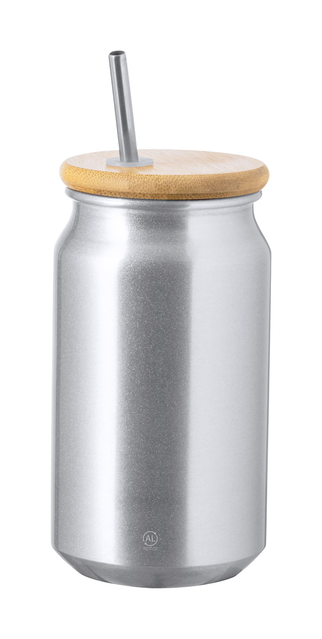 Kovová nádoba na pití AUDREY z recyklovaného hliníku, 430 ml - stříbrná