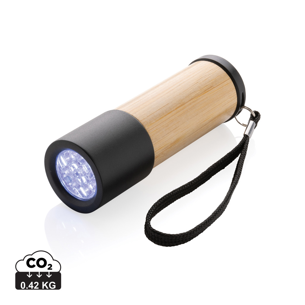 Bamboo flashlight and lantern made of RCS recycled plastic - brown