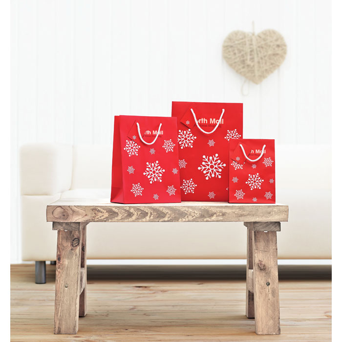 Papírová dárková taška PLENA s vánočním motivem - červená
