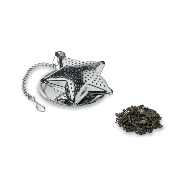Nerezové čajové sítko PASTA s odkládacím táckem - matně stříbrná