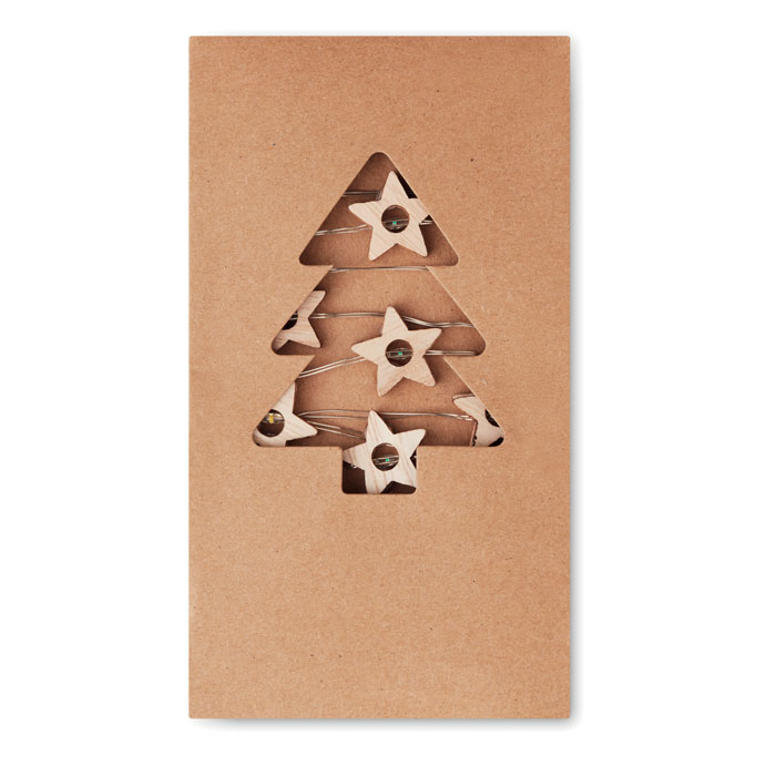 Vánoční řetěz TENTS s dvaceti LED světly - dřevěná