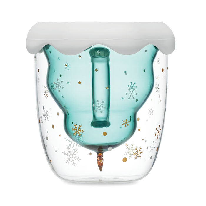 Dvoustěnný skleněný hrnek TAZZA, 250 ml - zelená