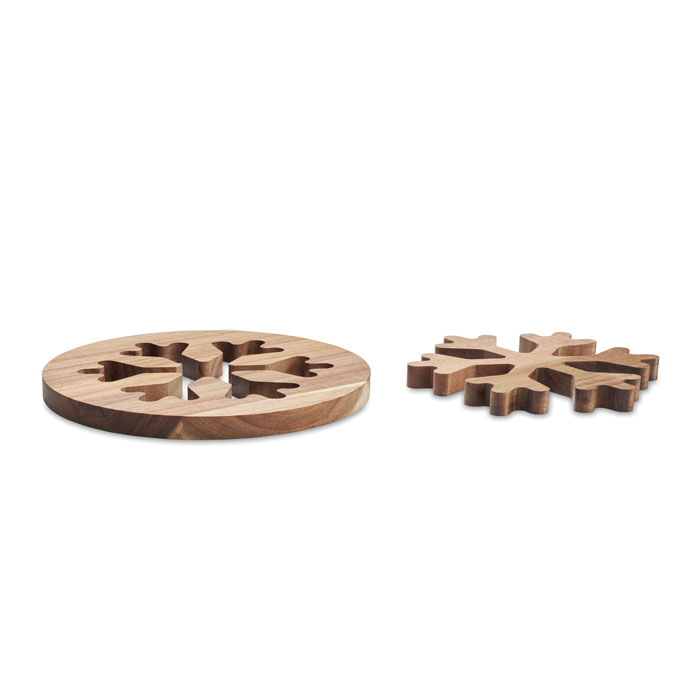 Set of wooden coasters ALVELOZ in the shape of a snowflake - wooden