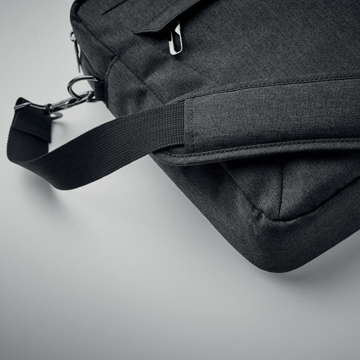 Polyesterová taška na notebook CAMAURO z recyklovaného materiálu - černá Polyesterová taška na notebook CAMAURO z recyklovaného materiálu - černá