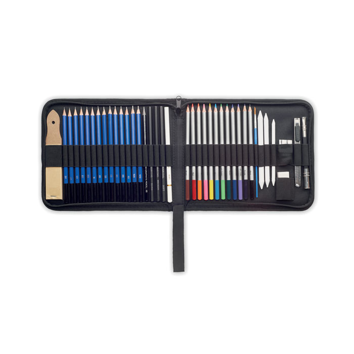 Art set in polyester case WOOM, 40 pieces - black