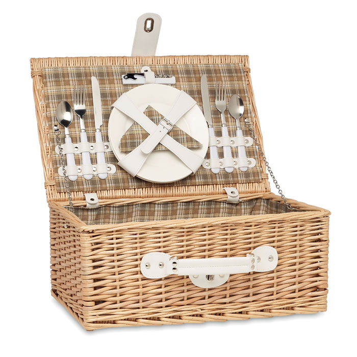 Wicker picnic basket for two MATEY - wooden