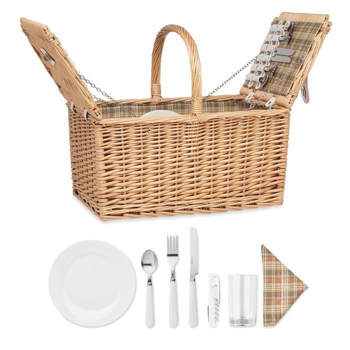 Large wicker picnic basket PEKAN - wooden