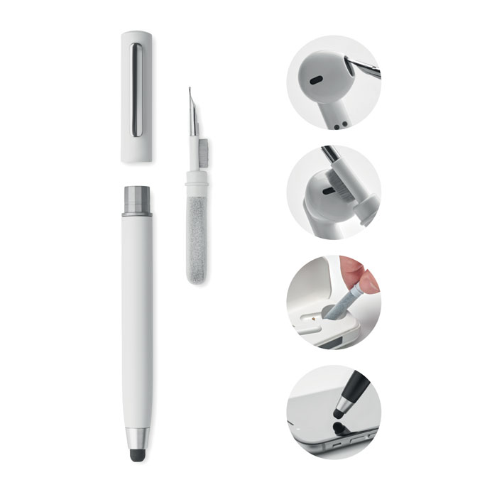 Plastic ballpoint pen JUR with stylus and earphone cleaning tool