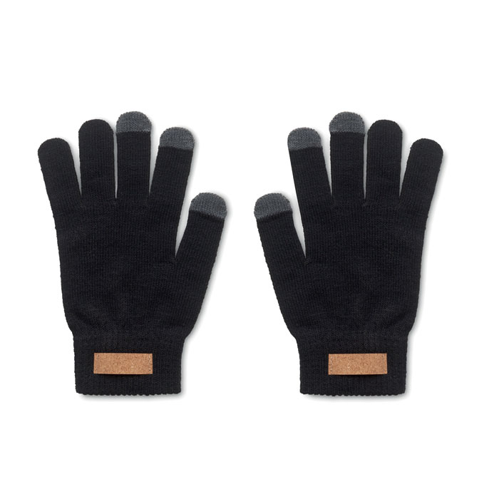Polyester recycled gloves PELIDES - black