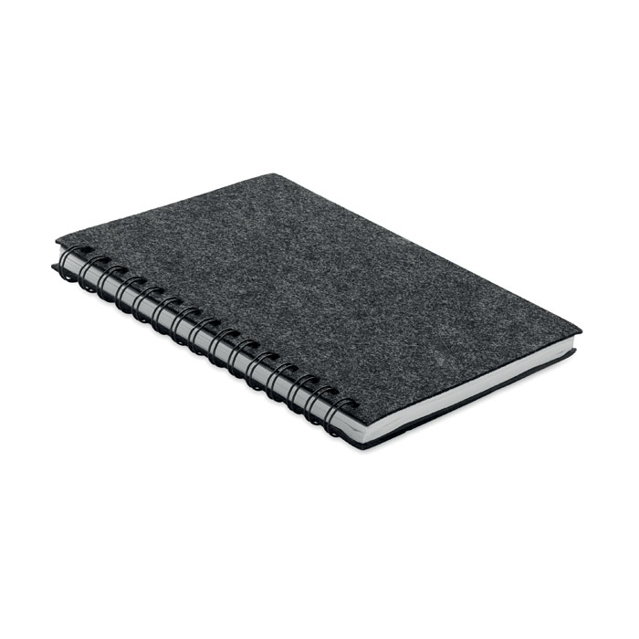 Lined notebook DABUH with felt cover, A5 format - dark grey