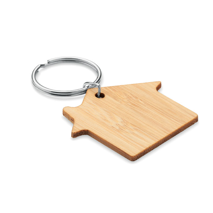 Bamboo keyring AFFIX in the shape of a house - wooden