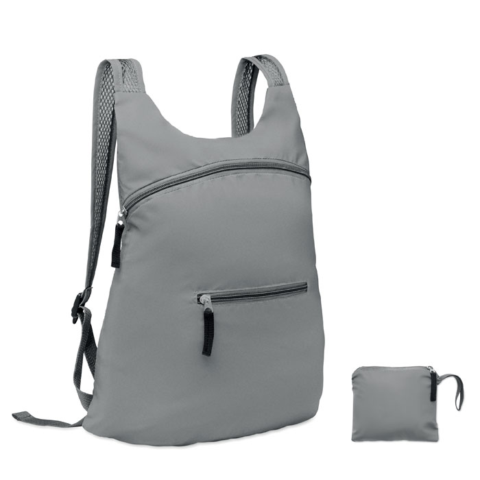 Foldable reflective sports backpack MINUM - matt silver