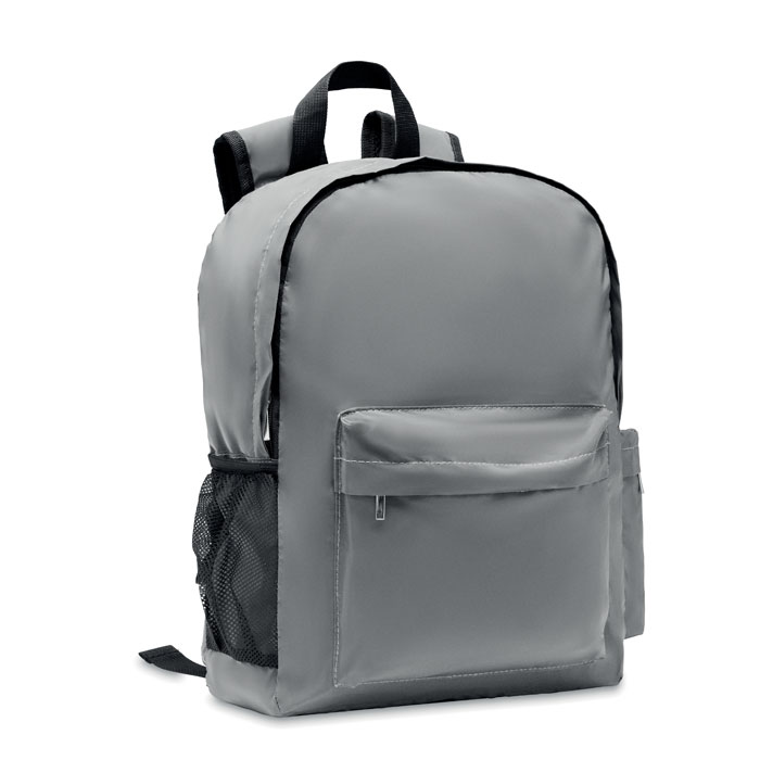 Polyester reflective backpack POXES - matt silver