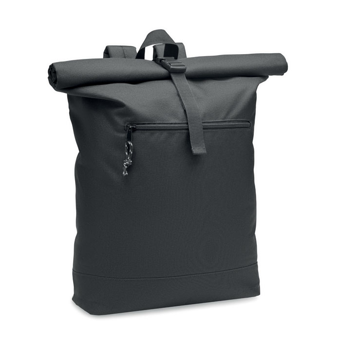 Polyesterový rolovací batoh BUFFS z RPET materiálu - černá