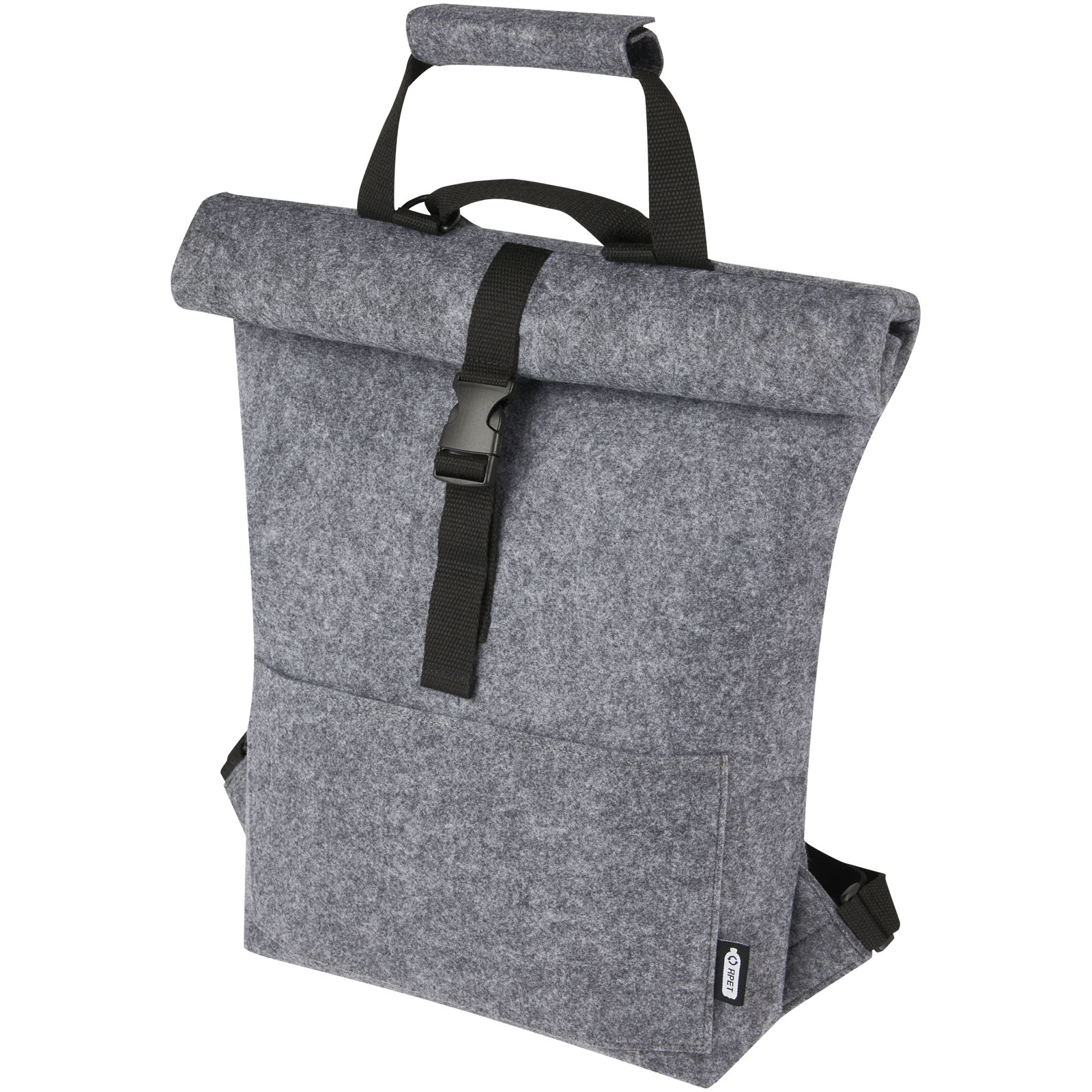 Felt rolling bike bag MOLE made of recycled material, 13 l - grey